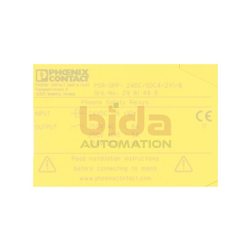 Phoenix Contact PSR-SPP-24DC/SDC4/2X1/B (2981499) Sicherheitsrelais / Safety Relay 24VDC 6A