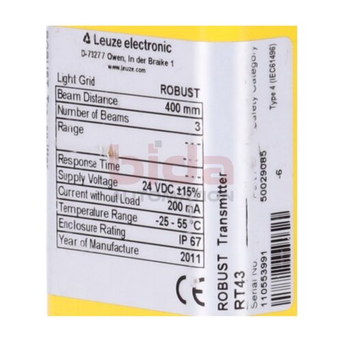 Leuze elctronic RT 43 Robust Transmitter Lichtschranke / Photoelectric Barrier 24VDC 200mA