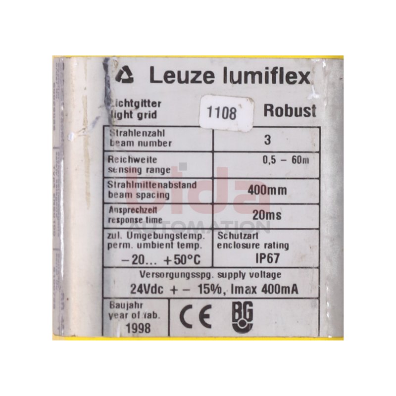 Leuze electronic RR 43 Robust Receiver Lichtschranke / Photoelectric Barrier 24VDC 400mA