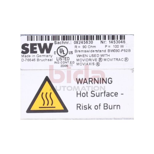 SEW 08245630 Bremswiderstand / Brake Resistor 100W