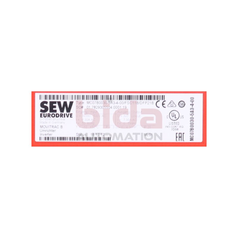 SEW MC07B0030-5A3-4-00/FSC11B/DFP21B Frequenzumrichter / Frequency Converter  3x380-500V