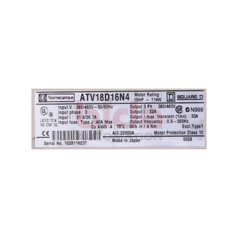 Telemecanique/Squarde D ATV18D16N4  Frequenzumrichter / Frequency Converter 380-460V
