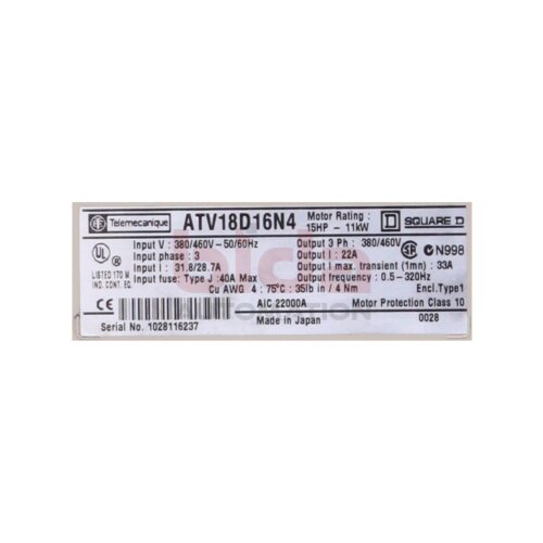 Telemecanique/Squarde D ATV18D16N4  Frequenzumrichter / Frequency Converter 380-460V