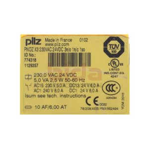 Pilz PNOZ X3 230VAC 24VDC 3n/o 1n/c 1so (774318)...