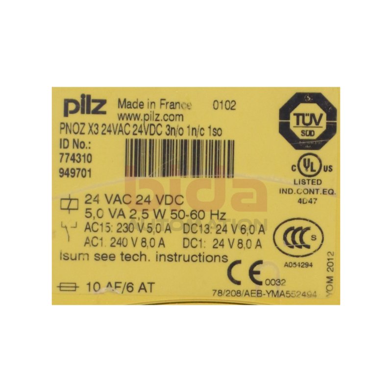 Pilz PNOZ X3 24VAC 24VDC 3n/o 1n/c 1so (774310) Sicherheitsrelais / Safety Relay 24VAC 24VDC 2,5W