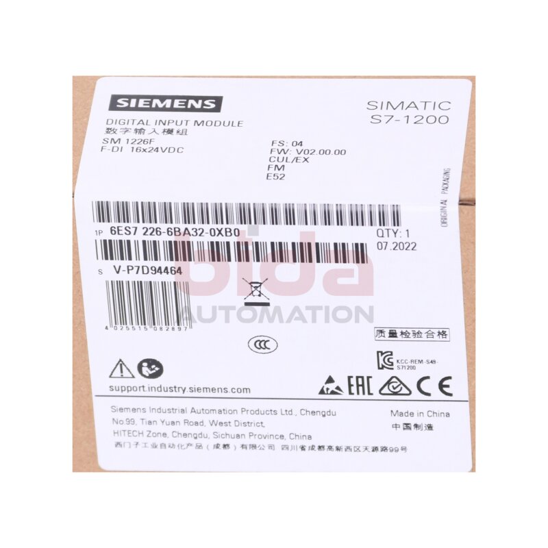Siemens Simatic 6ES7226-6BA32-0XB0 / 6ES7 226-6BA32-0XB0 Digitaleingabe / Digital Input 24VDC