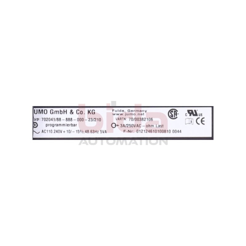 Jumo 702041/88-888-000-23/210 Temperaturregler / Temperature Regulator  110-240V 3A 250VAC