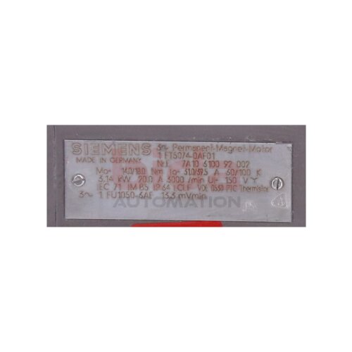 Siemens 1FT5074-0AF01 / 1FT5 074-0AF01 Servomotor Motor Permanent-Magnetmotor