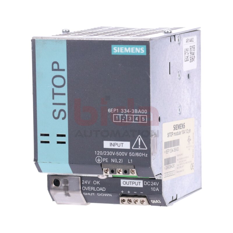 Siemens 6EP1334-3BA00 / 6EP1 334-3BA00 Stromversorgung / Power Supply 24V 10A / AC 120/230-500 V