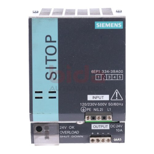 Siemens 6EP1334-3BA00 / 6EP1 334-3BA00 Stromversorgung / Power Supply 24V 10A / AC 120/230-500 V