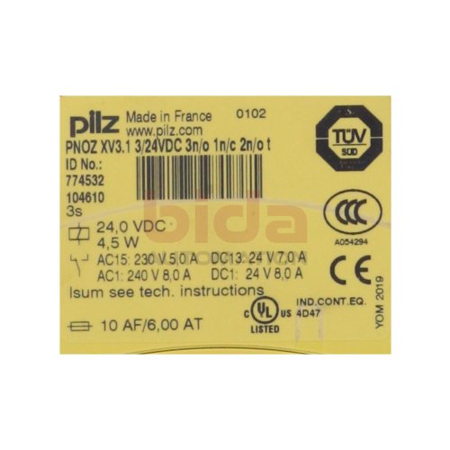 Pilz PNOZ XV3.1 3/24VDC 3n/o 1n/c 2n/o t (774532) Sicherheitsrelais / Safety Relay 24 VDC 4,5W