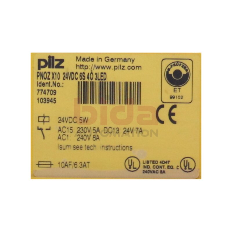 Pilz PNOZ X10 24VDC 6S 4&Ouml; 3LED (774709) Sicherheitsrelais / Safety Relay 24VDC 5W