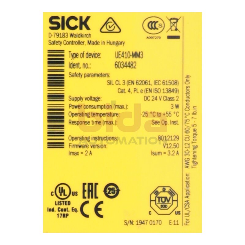 Sick UE410-MM3 (6034482) Ausgangsmodul / Output Module 24V 3W