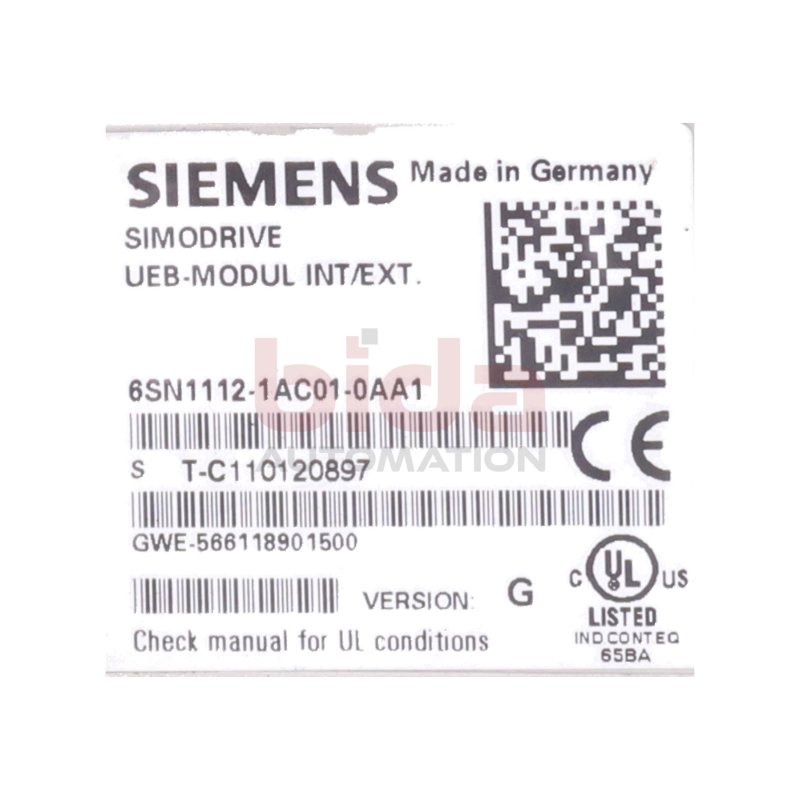 Siemens 6SN1112-1AC01-0AA1 / 6SN1 112-1AC01-0AA1  &Uuml;berwachungs-Modul /  Monitoring module