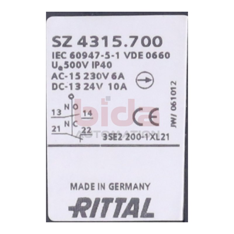 Rittal SZ 4315.700 T&uuml;rpositionsschalter / Door position switch 24V 10A 230V 6A
