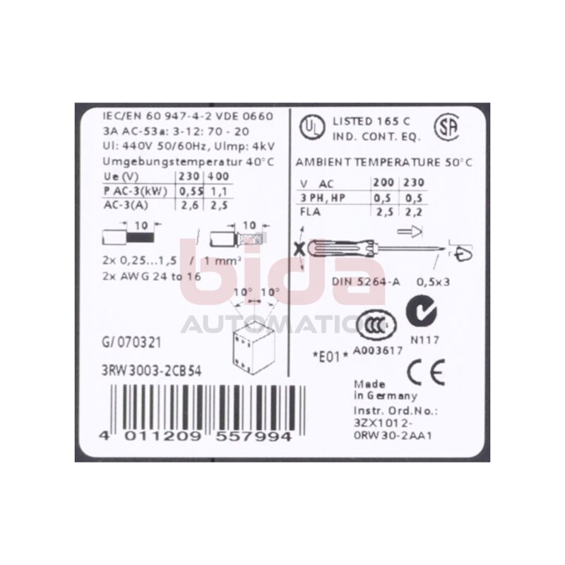 Siemens 3RW3003-2CB54 SIRIUS Sanftstarter / Soft starter 440V