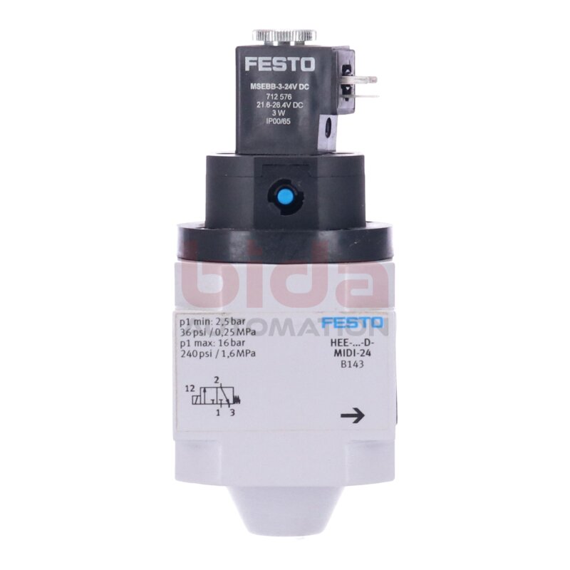 Festo HEE-D-MIDI-24 (186515) Einschaltventil / Switch-on valve 2,5bar 16bar